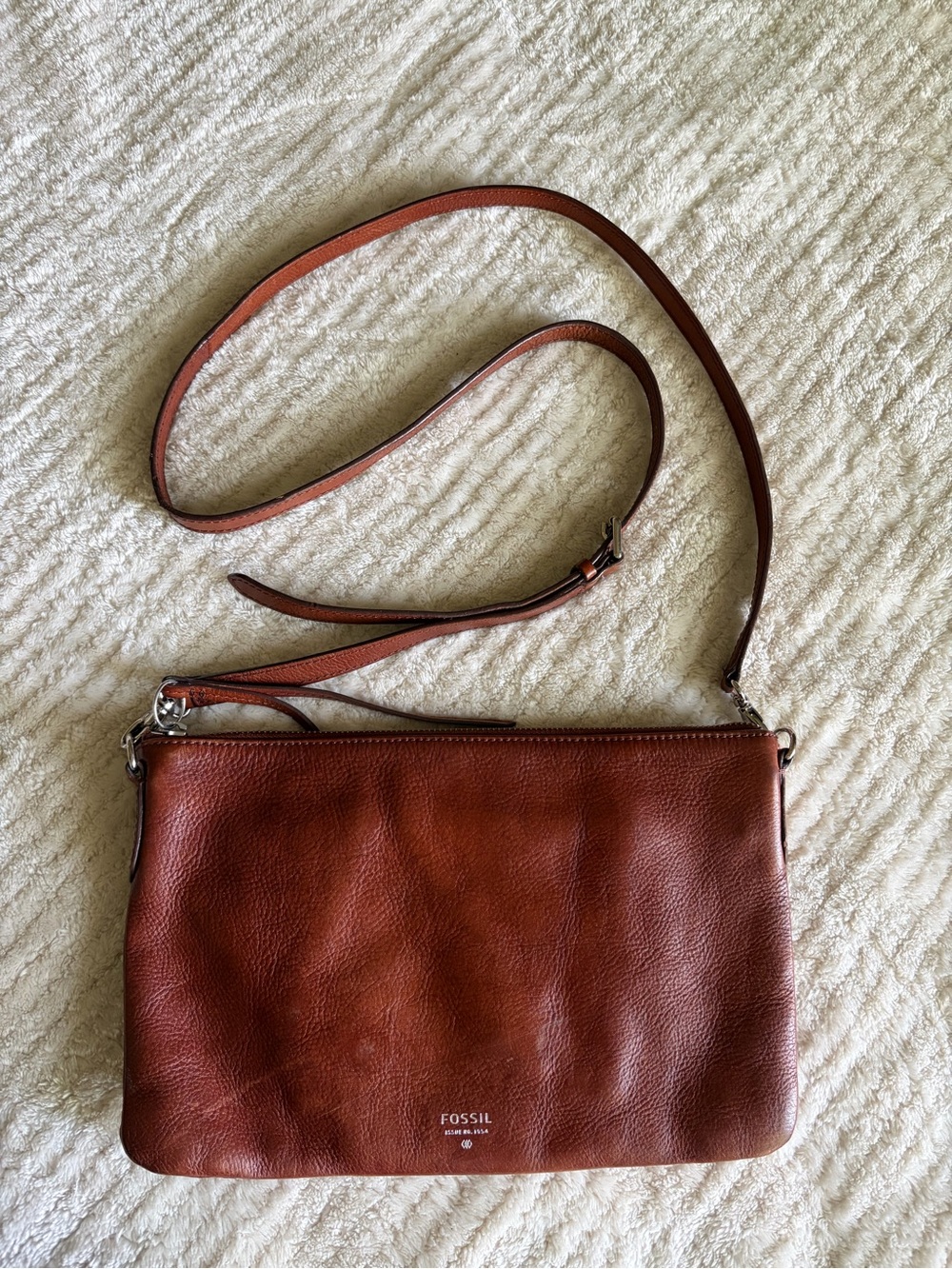 Fossil Chestnut Leather Slim Crossbody